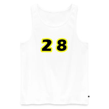 28 Symbole numérique - Débardeur bio Premium Homme - blanc - Devant - Michal (187cm)