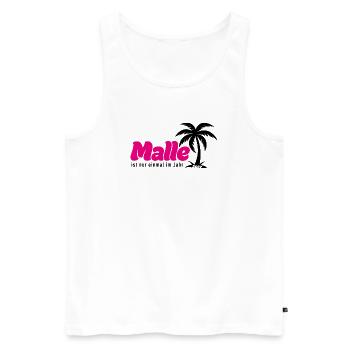 Malle ist nur einmal im Jahr 2027 – Mallorca Party - Männer Premium Bio Tank Top - Weiß - Vorne - Michal (187cm)