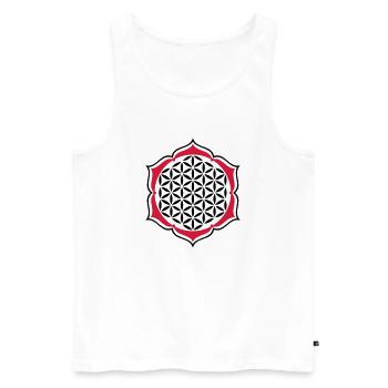 Fleur de la vie - timbre - Lotus - Débardeur bio Premium Homme - blanc - Devant - Michal (187cm)