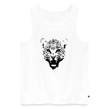 Léopard - Débardeur bio Premium Homme - blanc - Devant - AI Model Male 178 light (178cm)