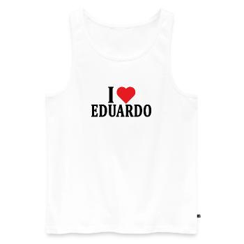 t-shirt J’adore Eduardo idée cadeau t-shirt - Débardeur bio Premium Homme - blanc - Devant - Michal (187cm)
