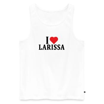 t-shirt J’adore Larissa idée cadeau t-shirt - Débardeur bio Premium Homme - blanc - Devant - AI Model Male 178 light (178cm)