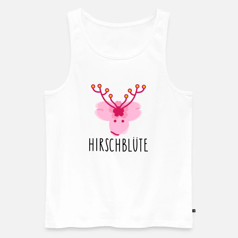Lustige Kirschblüte als Hirsch - Männer Premium Bio Tank Top - Weiß