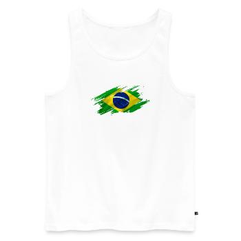 Brazil - Men's Premium Organic Tank Top - white - Front - AI Model Male 178 light (178cm)