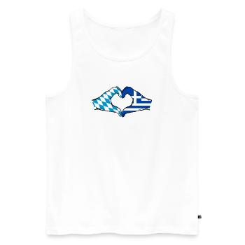 Bavaria Greece Flag Hands Heart Shape - Men's Premium Organic Tank Top - white - Front - Michal (187cm)