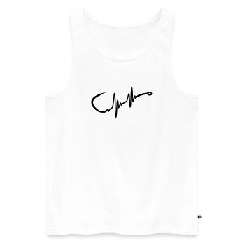 Angelhaken Heartbeat - Männer Premium Bio Tank Top - Weiß - Vorne - AI Model Male 178 light (178cm)