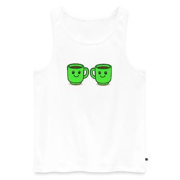 kaffeetasse-kaffee-2 - Männer Premium Bio Tank Top - Weiß - Vorne - Michal (187cm)