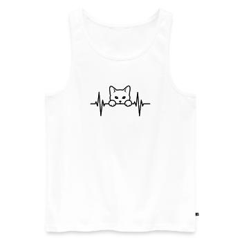Katze Herzschlag – Cat Lover - Männer Premium Bio Tank Top - Weiß - Vorne - AI Model Male 178 light (178cm)