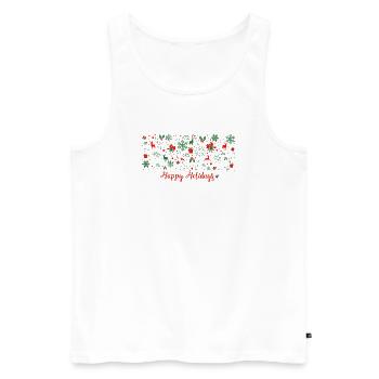 Motif de Noël en vert et rouge - Débardeur bio Premium Homme - blanc - Devant - AI Model Male 178 light (178cm)