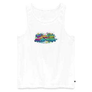 Wer langsam läuft sieht mehr vom Leben - Männer Premium Bio Tank Top - Weiß - Vorne - AI Model Male 178 light (178cm)