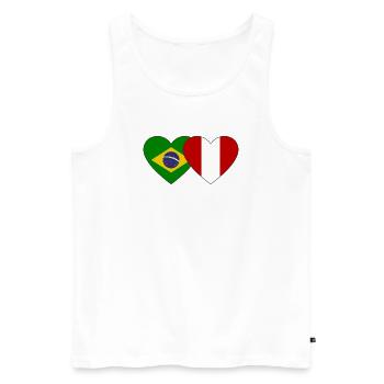 Drapeau du Brésil Pérou Mains en forme de cœur utilisé - Débardeur bio Premium Homme - blanc - Devant - Michal (187cm)