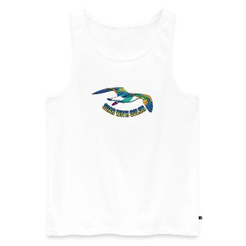 Vol d’oiseaux coloré – graphique vectoriel - Débardeur bio Premium Homme - blanc - Devant - Michal (187cm)