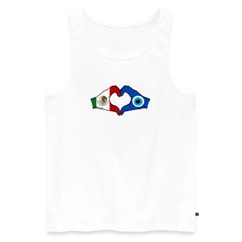 Drapeau du Nazar du Mexique Mains en forme de cœur - Débardeur bio Premium Homme - blanc - Devant - Michal (187cm)