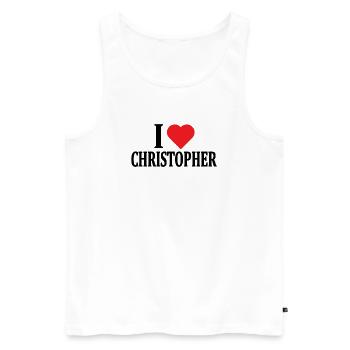T-shirt J’adore Christopher t-shirt idée cadeau - Débardeur bio Premium Homme - blanc - Devant - AI Model Male 178 light (178cm)
