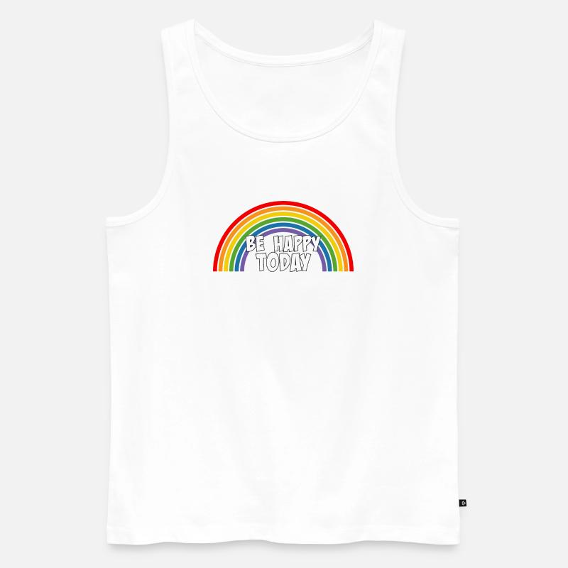 Regenbogen be happy today white - Männer Premium Bio Tank Top - Weiß
