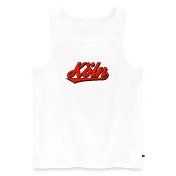 Köln Retro Script Logo Rot - Männer Premium Bio Tank Top - Weiß - Vorne - AI Model Male 178 light (178cm)