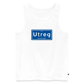 Utreg (Utrecht) signe de nom de lieu - Débardeur bio Premium Homme - blanc - Devant - Michal (187cm)