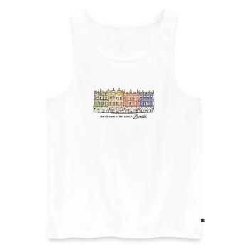 Zamosc in Poland, facades on the market, hand drawing - Men's Premium Organic Tank Top - white - Front - AI Model Male 178 light (178cm)
