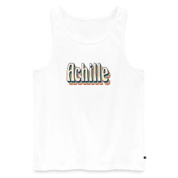 T-shirt Achille rétro style vintage - Débardeur bio Premium Homme - blanc - Devant - Michal (187cm)
