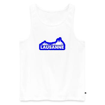 Lausanne Skyline: Brücke & Kathedrale - Männer Premium Bio Tank Top - Weiß - Vorne - AI Model Male 178 light (178cm)