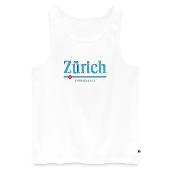 Zurich Blue Stripe Logo - Men's Premium Organic Tank Top - white - Front - AI Model Male 178 light (178cm)