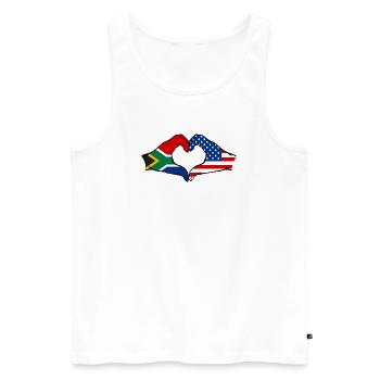 Afrique du Sud États-Unis drapeau mains forme de coeur - Débardeur bio Premium Homme - blanc - Devant - Michal (187cm)