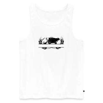 Combine Harvester in Crop Circle with Text Space - Men's Premium Organic Tank Top - white - Front - AI Model Male 178 light (178cm)