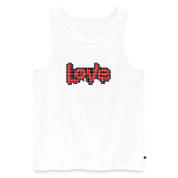 Pixel Art Text – LIEBE in roten Buchstaben - Männer Premium Bio Tank Top - Weiß - Vorne - AI Model Male 178 light (178cm)