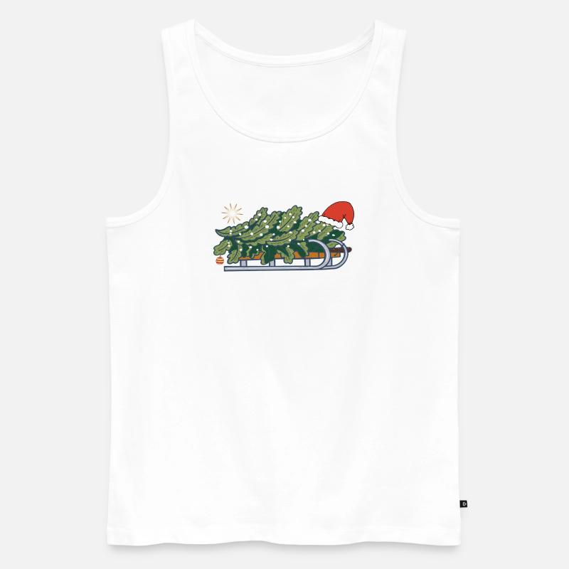 Weihnachtsbaum auf einem Schlitten - Männer Premium Bio Tank Top - Weiß