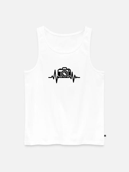 Camera Heartbeat – Photographer Gift - Men's Premium Organic Tank Top - white