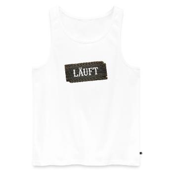 Läuft – minimalistisches Handwerker Statement - Männer Premium Bio Tank Top - Weiß - Vorne - Michal (187cm)