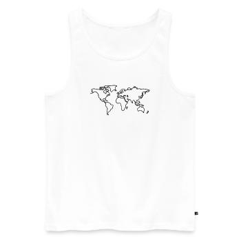 Weltkarten-Linienzeichnung - Männer Premium Bio Tank Top - Weiß - Vorne - Michal (187cm)