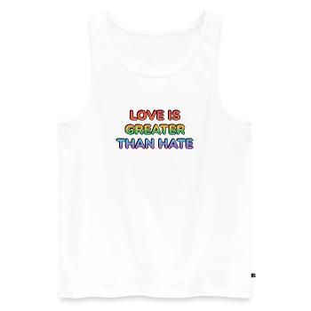 Love Is Greater Than Hate Rainbow - Men's Premium Organic Tank Top - white - Front - Michal (187cm)