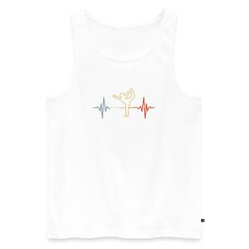 Yoga Herzschlag Retro Look - Männer Premium Bio Tank Top - Weiß - Vorne - AI Model Male 178 light (178cm)