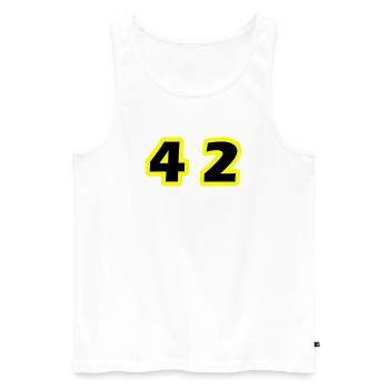 42 Symbole numérique - Débardeur bio Premium Homme - blanc - Devant - Michal (187cm)