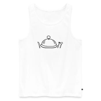Cloche und Besteck Silhouette - Männer Premium Bio Tank Top - Weiß - Vorne - Michal (187cm)