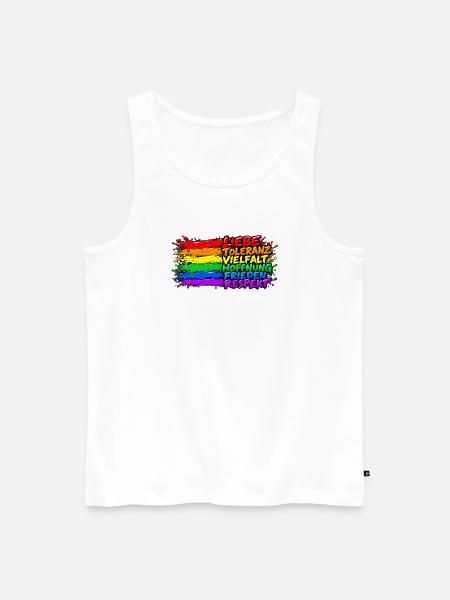 Regenbogenfrieden Liebe Vielfalt - Männer Premium Bio Tank Top - Weiß