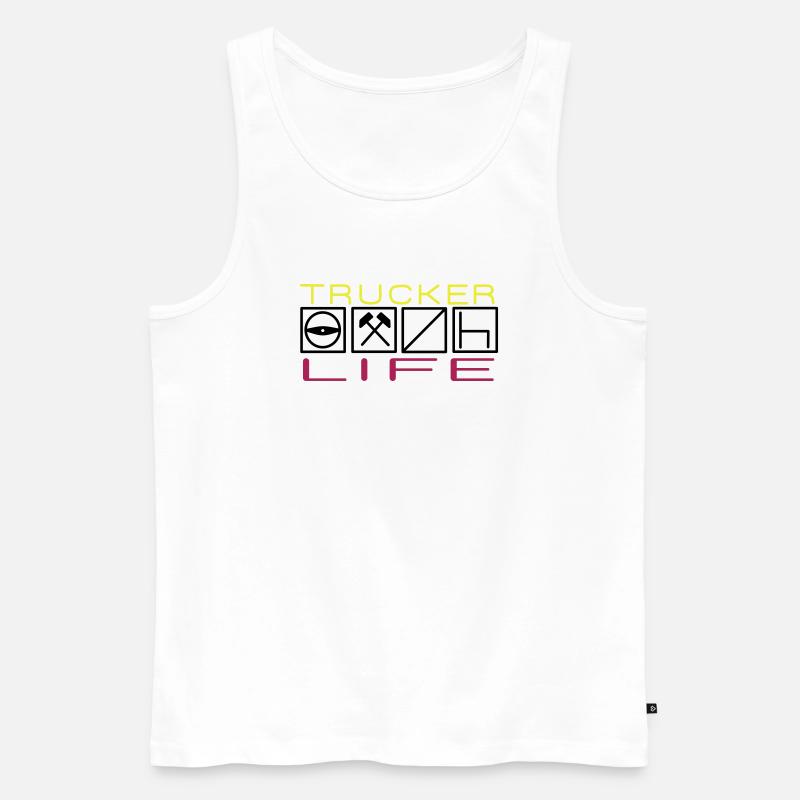Trucker Life,Berufskraftfahrer,Fernfahrer - Männer Premium Bio Tank Top - Weiß