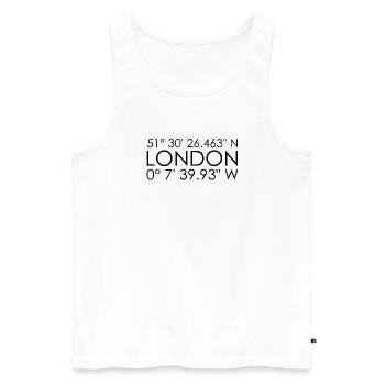 Coordonnées de Londres - Débardeur bio Premium Homme - blanc - Devant - Michal (187cm)