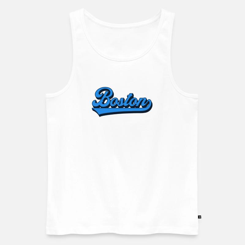 Boston Blau Script Retro - Männer Premium Bio Tank Top - Weiß