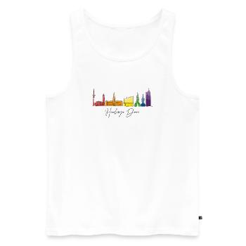 Regenbogen-Stadtlandschaft Aquarell - Männer Premium Bio Tank Top - Weiß - Vorne - Michal (187cm)