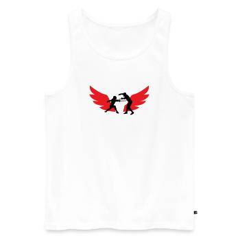 Escrimeur ailé : la vitesse du sabre et du fer - Débardeur bio Premium Homme - blanc - Devant - AI Model Male 178 light (178cm)