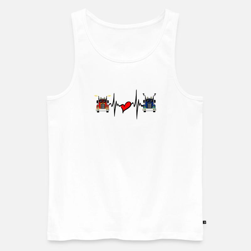Lkw-Lkw-Herzfrequenz - Männer Premium Bio Tank Top - Weiß