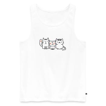 Chats, amis - Débardeur bio Premium Homme - blanc - Devant - AI Model Male 178 light (178cm)