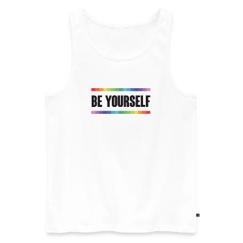 LGBTQ Pride Month - Be Yourself - Men's Premium Organic Tank Top - white - Front - Michal (187cm)