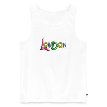 Lettrage londonien vibrant en dégradé - Débardeur bio Premium Homme - blanc - Devant - AI Model Male 178 light (178cm)
