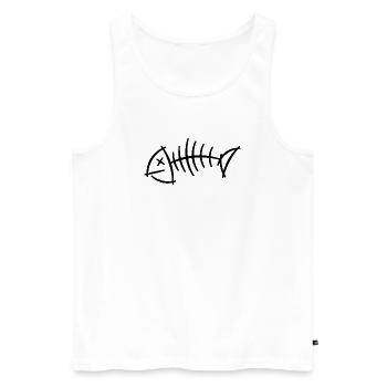 Herringbone Sketch – Minimalist Skeleton Motif - Men's Premium Organic Tank Top - white - Front - AI Model Male 178 light (178cm)