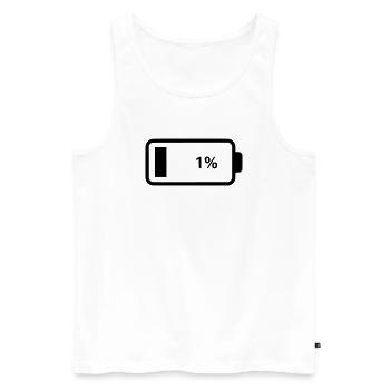 Batterie vide 1 % - Débardeur bio Premium Homme - blanc - Devant - AI Model Male 178 light (178cm)