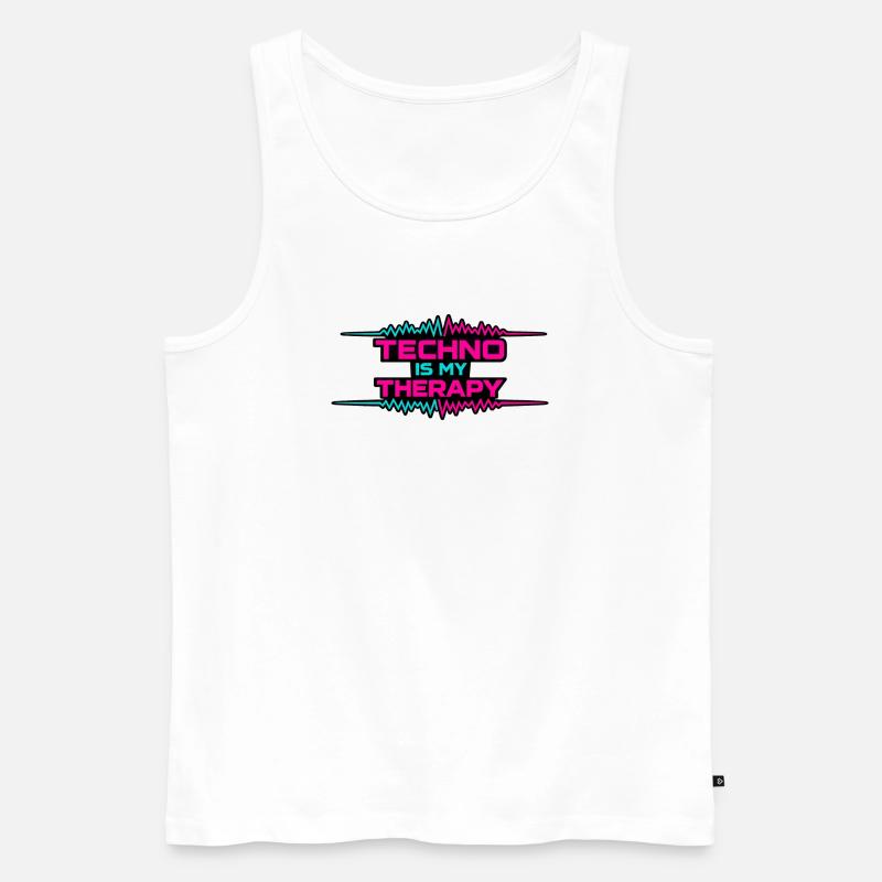 Techno Therapy Neon Pulse - Männer Premium Bio Tank Top - Weiß