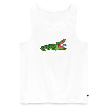 Lachendes Krokodil mit Vogel - Männer Premium Bio Tank Top - Weiß - Vorne - Michal (187cm)